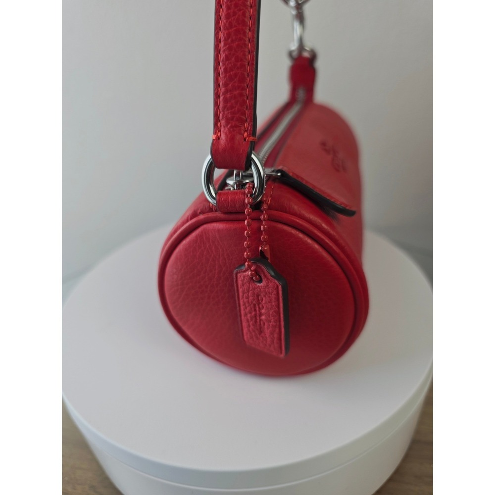Coach Nolita Mini Barrel Bag Red Pebble Leather Shoulder Handbag Purse - Picture 5 of 12